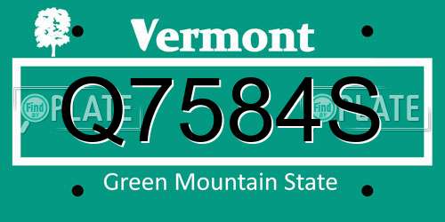 Q7584S Vermont License Plate