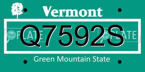 Q7592S Vermont License Plate