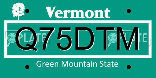 Q75DTM Vermont License Plate