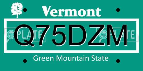 Q75DZM Vermont License Plate