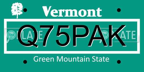 Q75PAK Vermont License Plate