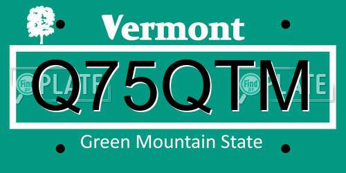 Q75QTM Vermont License Plate