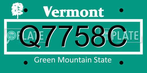 Q7758C Vermont License Plate