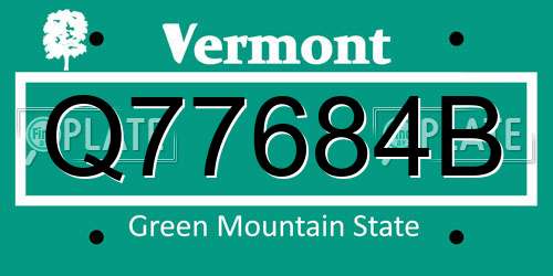Q77684B Vermont License Plate