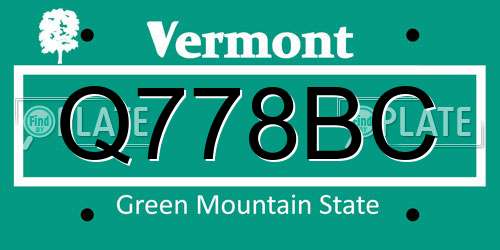 Q778BC Vermont License Plate