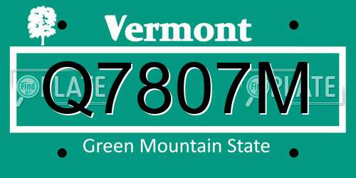 Q7807M Vermont License Plate