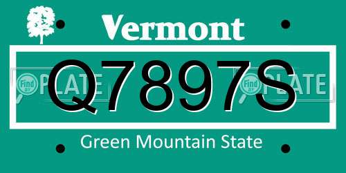 Q7897S Vermont License Plate