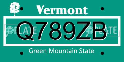 Q789ZB Vermont License Plate