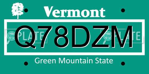 Q78DZM Vermont License Plate