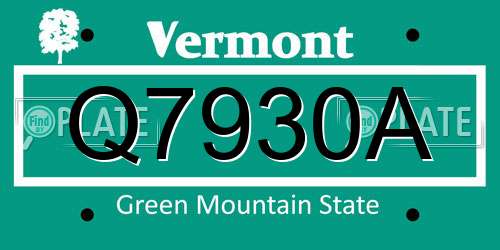 Q7930A Vermont License Plate