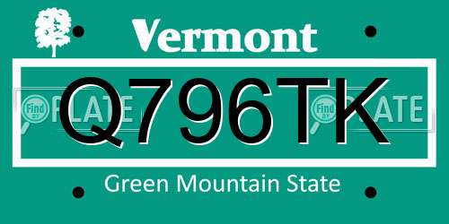Q796TK Vermont License Plate