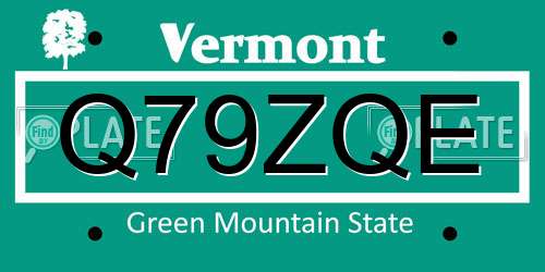 Q79ZQE Vermont License Plate