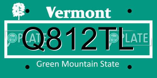 Q812TL Vermont License Plate