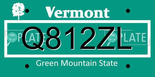 Q812ZL Vermont License Plate