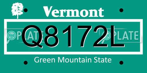 Q8172L Vermont License Plate