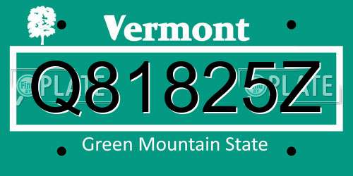 Q81825Z Vermont License Plate