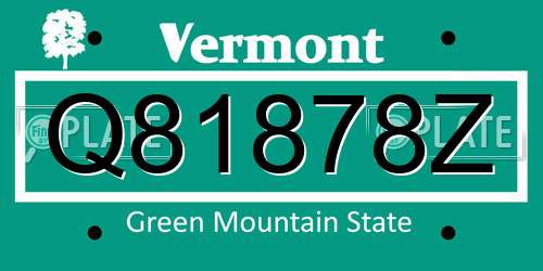 Q81878Z Vermont License Plate