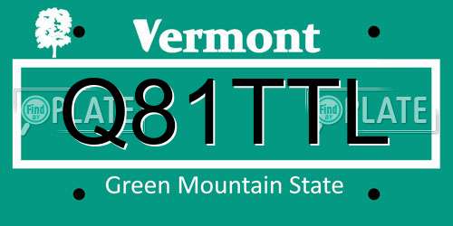 Q81TTL Vermont License Plate