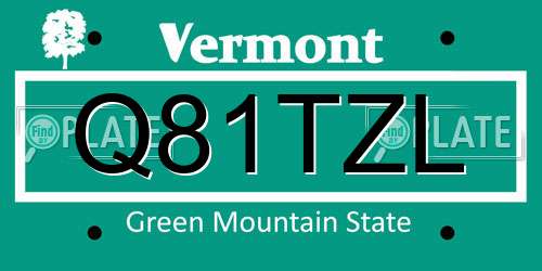 Q81TZL Vermont License Plate