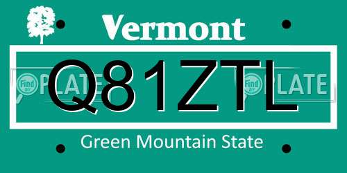 Q81ZTL Vermont License Plate