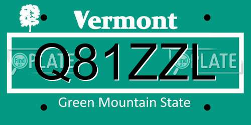 Q81ZZL Vermont License Plate