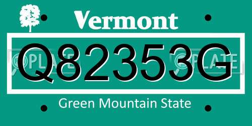 Q82353G Vermont License Plate