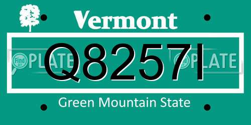 Q8257I Vermont License Plate