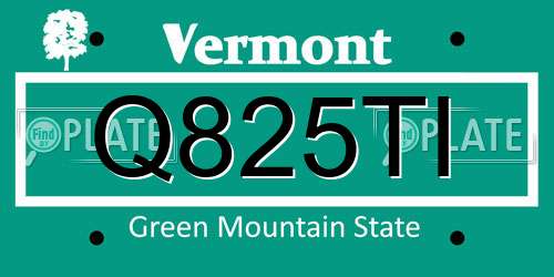 Q825TI Vermont License Plate