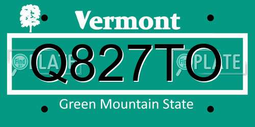 Q827TO Vermont License Plate
