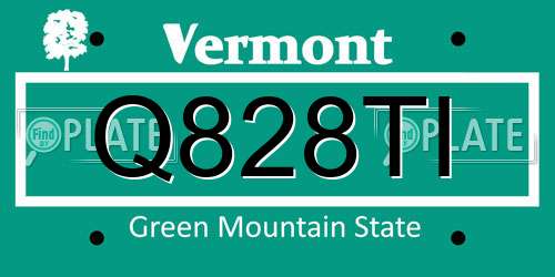 Q828TI Vermont License Plate