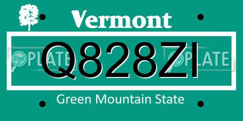 Q828ZI Vermont License Plate
