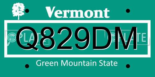 Q829DM Vermont License Plate