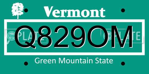 Q829OM Vermont License Plate