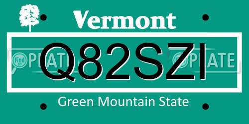 Q82SZI Vermont License Plate