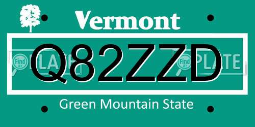 Q82ZZD Vermont License Plate