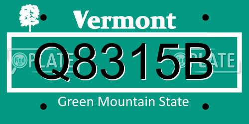 Q8315B Vermont License Plate
