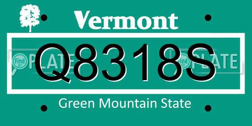 Q8318S Vermont License Plate