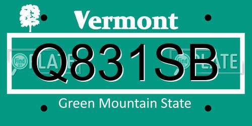 Q831SB Vermont License Plate