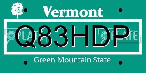 Q83HDP Vermont License Plate