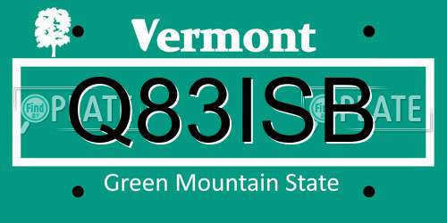 Q83ISB Vermont License Plate