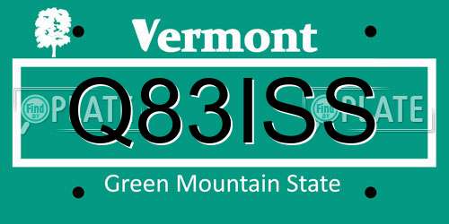 Q83ISS Vermont License Plate