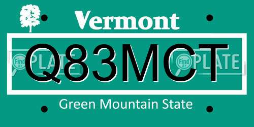 Q83MCT Vermont License Plate