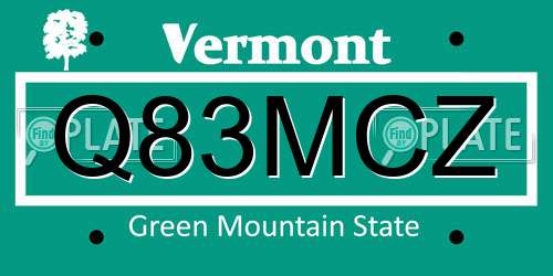 Q83MCZ Vermont License Plate