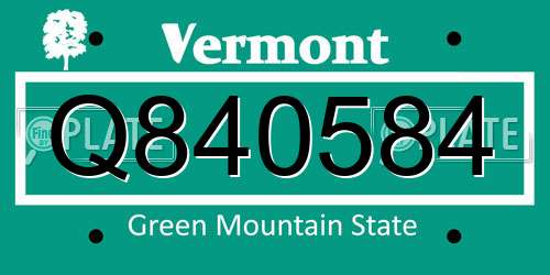 Q840584 Vermont License Plate