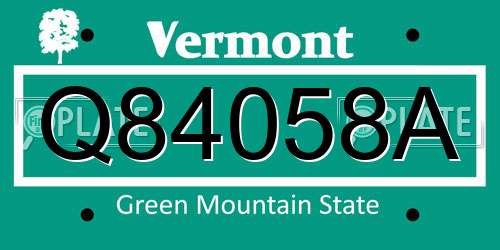 Q84058A Vermont License Plate