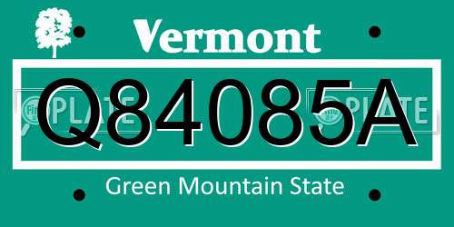 Q84085A Vermont License Plate