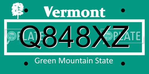 Q848XZ Vermont License Plate