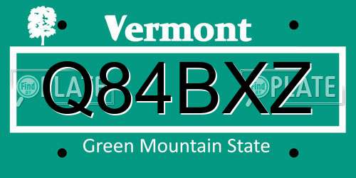 Q84BXZ Vermont License Plate