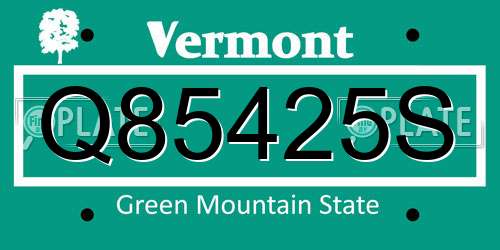 Q85425S Vermont License Plate