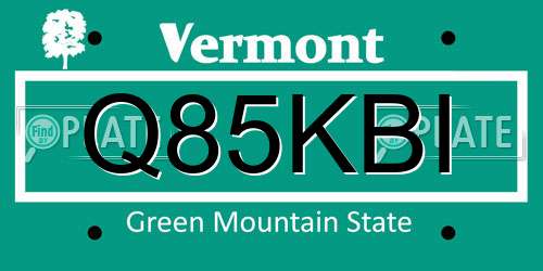 Q85KBI Vermont License Plate